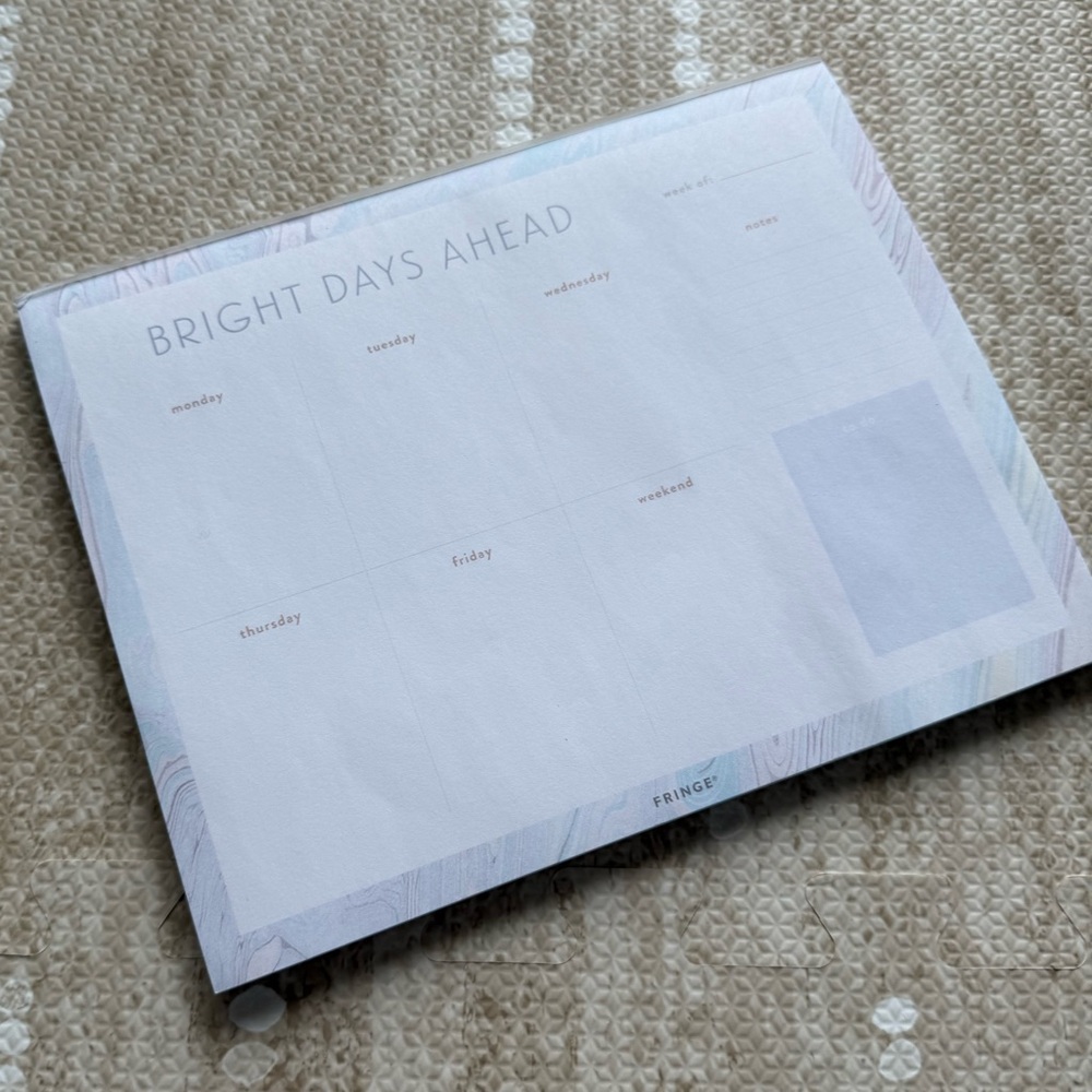 Anthropologie Bright Days Ahead Weekly Calendar White blue marble design